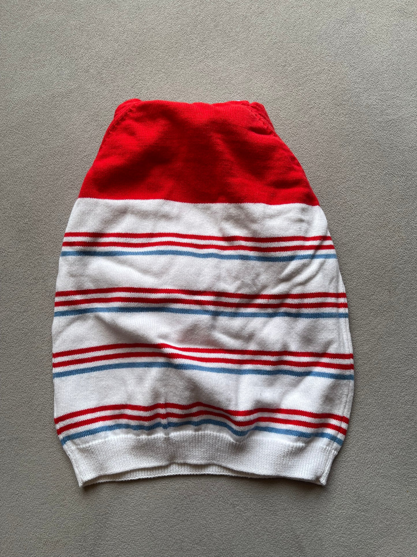 Pumpkin Patch Baby Hoodie – Red, White & Blue Striped Knit