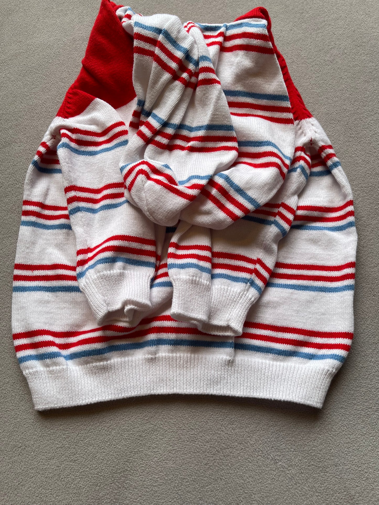 Pumpkin Patch Baby Hoodie – Red, White & Blue Striped Knit