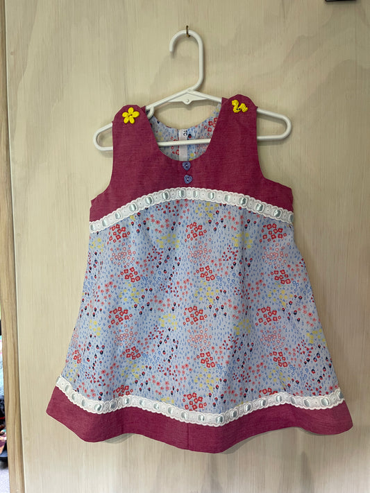 Adorable Vintage-Style Floral Pinafore Dress | Handmade Detail