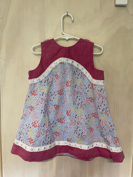 Adorable Vintage-Style Floral Pinafore Dress | Handmade Detail